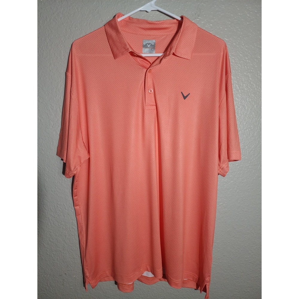 Callaway Men's Polo Golf Shirt, Size L, Peach Color, Short Sleeve, Opti Dri